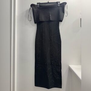 Michael Kors Embellished Stretch Knit Off-The-Shoulder Dress